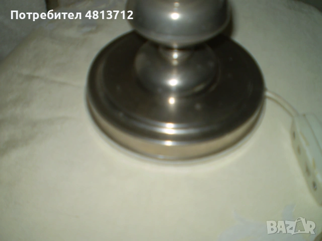 Настолна лампа никел с жълто матирано стъкло, снимка 6 - Настолни лампи - 54924063