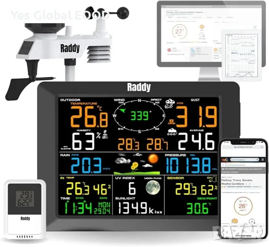 Raddy WF-100C Wi-Fi метеорологична станция 14 в 1