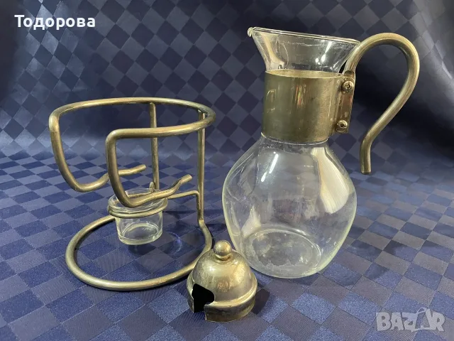 Кана с метална стойка и подгрев закафе,чай,вино, снимка 3 - Антикварни и старинни предмети - 55678910