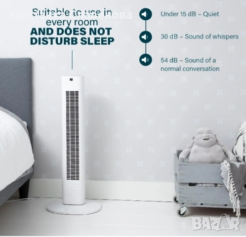 Вентилатор кула Princess,3 скорости, 3 режима, осцилация 80°, 8-часов таймер, снимка 6 - Вентилатори - 53978192