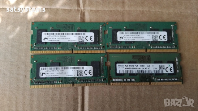 4 броя SO-DIMM Memory Module Micron+SKhynix Kit 4x4GB DDR4 2400MHz( PC4-19200 ) CL11 1.2V, снимка 4 - RAM памет - 54596735