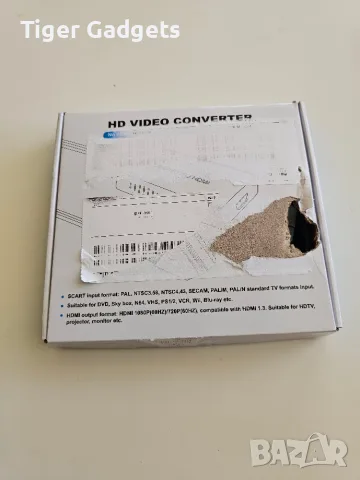 SCART към HDMI конвертор 1080P – адаптер с HDMI, SCART и USB кабели за TV, DVD, PS2, VHS и Xbox, снимка 4 - Друга електроника - 54494402