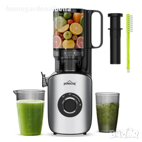 Бавна сокоизстисквачка HOMELUX 220W | XXL отвор 126мм | Студено пресоване | Без BPA