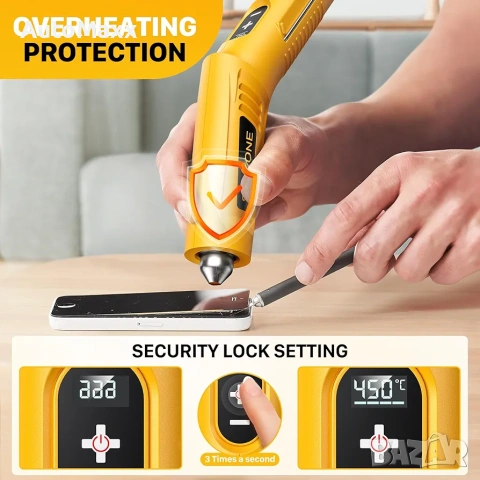 SEEKONE Безжичен мини пистолет за горещ въздух с 4 температурни настройки (до 450°C) , снимка 4 - Винтоверти - 54164513