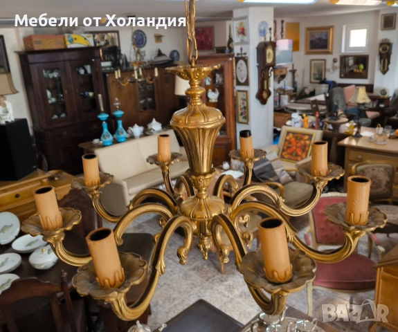 Бронзов полилей с орнаменти, снимка 7 - Лампи за таван - 55044339