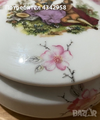  Порцеланова кутия Limoges – Marie Chaufrias, Франция, винтидж.(1970-1980г.), снимка 4 - Антикварни и старинни предмети - 54897047