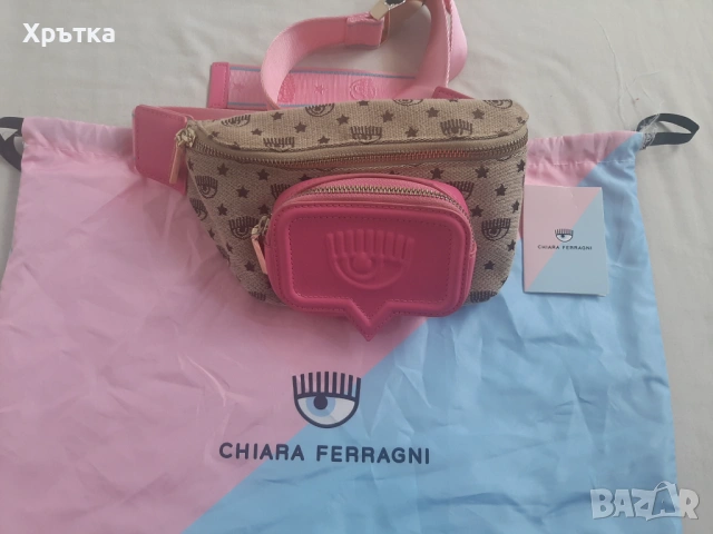Chiara Ferragni Canvas Funky Bag - Оригинална дамска чанта за кръст и рамо, снимка 5 - Чанти - 54838953