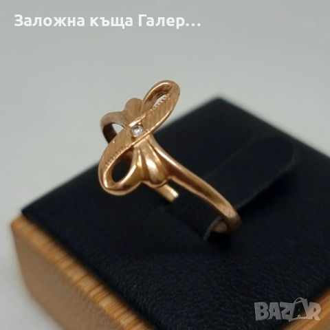 Стилен златен пръстен с фианит – 585 проба - 1,63г