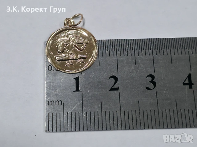 Златна висулка 14К / стрелец / 0.18 гр., снимка 4 - Колиета, медальони, синджири - 54385021