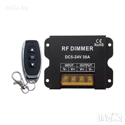 LED димер за едноцветни ленти 5V 12V 24V 30A с RF дистанционно – PWM контролер до 720W 10400, снимка 5 - Друга електроника - 54692085