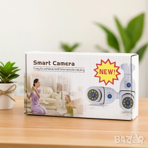 WiFi двойна IP камера за фасунга – Full HD 1080P, 355° въртене, нощно виждане и двупосочно аудио, снимка 4 - IP камери - 55163960