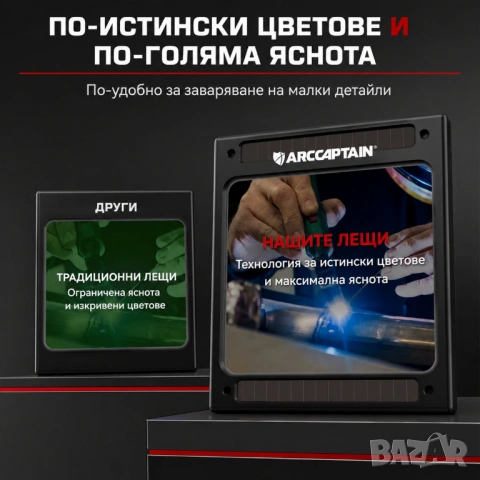 Заваръчна маска ARCCAPTAIN MIG MAG TIG с автоматично затъмняване, 100 x 93 мм, широк обзор, снимка 5 - Други инструменти - 54753080