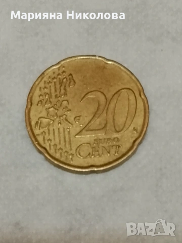 Италианска 20 евро цента с грешка , снимка 2 - Нумизматика и бонистика - 55260857