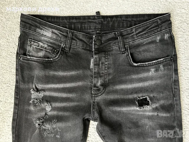 DSQUARED2 TIDY BIKER JEAN Измит деним Slim Fit Износени дънки Размер IT 46 / W32, снимка 3 - Дънки - 55470589
