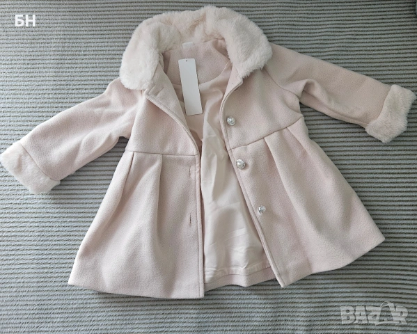 Палто с колан за момиче 12-18 месеца 