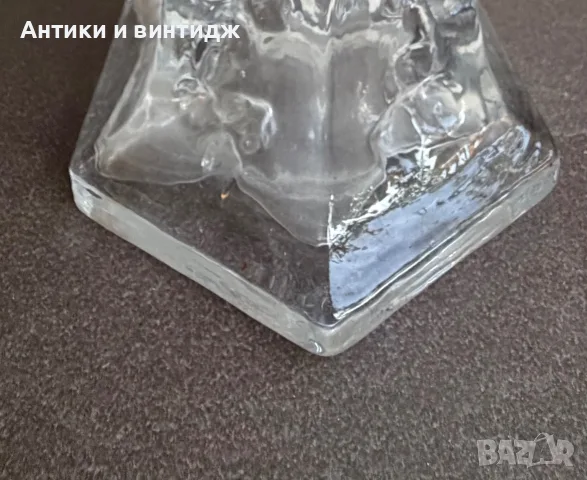 Масивна винтидж ваза, дебело релефно стъкло – 35 см (Ретро), снимка 4 - Вази - 55667407