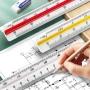 Оригинал ROTRING Немска Комбинирана 13-в-1 Мащабна ЛИНИЯ 1:25 - 1:2500 Тристранна Реверсивна БАРТЕР, снимка 2