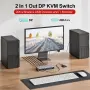 iNTEK USB DP KVM суич 2-в-1, с USB 3.0 разпределение и превключване за 2 компютъра към 1 монитор, снимка 8