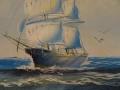 H. SENI картина "Платноход" масло 1960 г, снимка 3