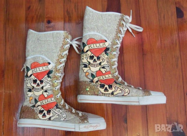 Ed Hardy оригинални дамски кецове UK5,5/39, снимка 2 - Кецове - 54374098