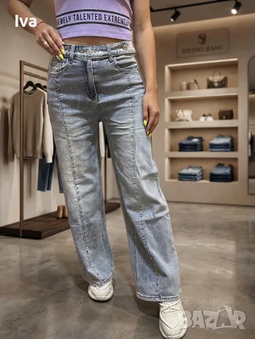 Дамски дънки с капси и коланче, снимка 3 - Дънки - 55659918
