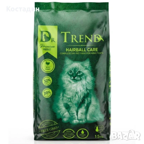 Пълноценна Суха Храна за Котки - с Пиле - 15кг - Hairball Control - Dr. Trend