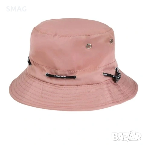 Дамска bucket шапка кафяв цвят с черен шнур_1235511