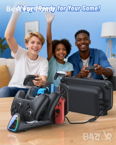 Nintendo Switch 2/1 за JoyCon, станция за зареждане на контролер, снимка 9 - Аксесоари - 54935546