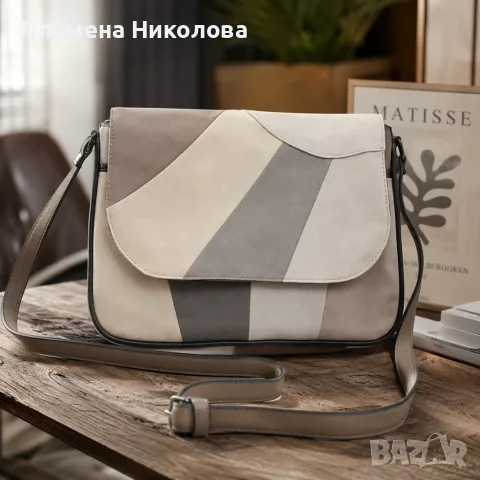 Стилна дамска чанта през рамо в пастелни цветове - Компактна и удобна, снимка 3 - Чанти - 55574601