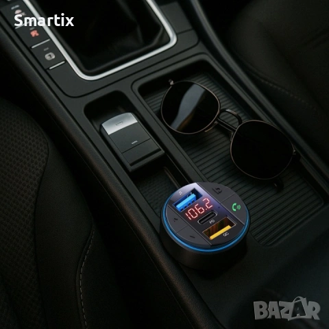 FM Трансмитер с бързо зареждане и Bluetooth 5.0 30W SUPER BASS, снимка 5 - MP3 и MP4 плеъри - 54745720