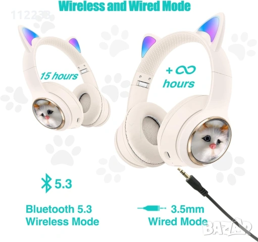 Безжични слушалки за момиченце, снимка 7 - Bluetooth слушалки - 54955952