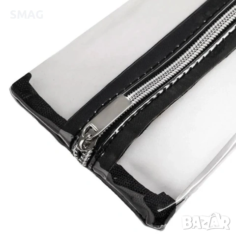 Прозрачен PVC несесер с черен кант 23x11 см за козметика_1250753, снимка 3 - Други - 54709541