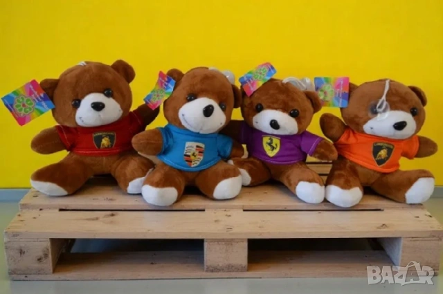 Плюшено мече с тениска Ferrari Lamborghini Porsche – оригинален подарък