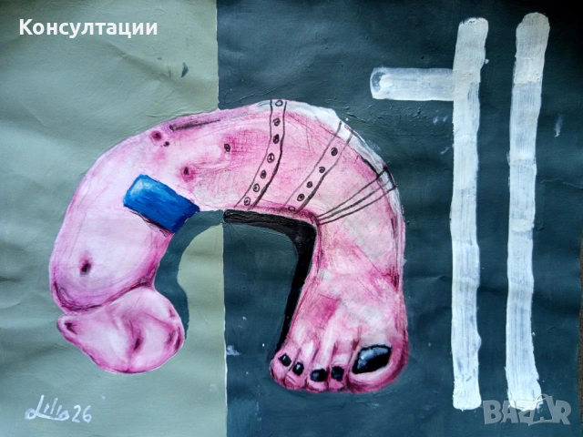 Абстрактна фигуративна картина Yes/No на хартия нова