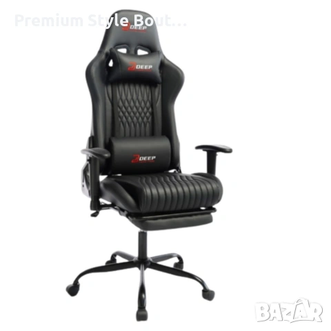 Ергономичен черен геймърски стол с поставка за крака, регулируема височина и 3D подлакътници, снимка 6 - Столове - 54041627