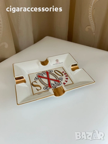 OpusX Society пепелник за пури – керамичен, 4 места, бял/жълт, снимка 4 - Табакери - 51536624