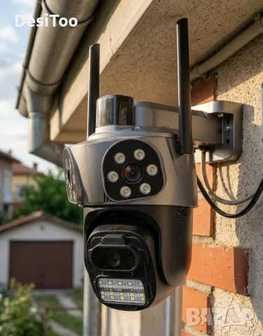 🚨 ТРОЙНА ВЪНШНА WiFi ОХРАНИТЕЛНА КАМЕРА 9MP с АЛАРМА и iCSee! 🚨 , снимка 2 - IP камери - 55595765