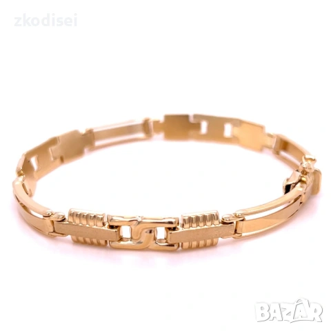 Златна мъжка гривна 12,04гр. 21,0см. 14кр. проба:585 модел:38173-1, снимка 2 - Гривни - 53981348