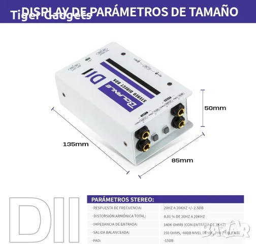 Bolanle D2 пасивен стерео DI Box 2-канален с XLR, -15dB PAD, Ground Lift и Phase Reverse, снимка 2 - Ресийвъри, усилватели, смесителни пултове - 55562462