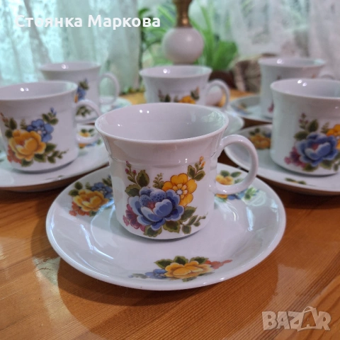 Баварски комплект за кафе с красиви цветя