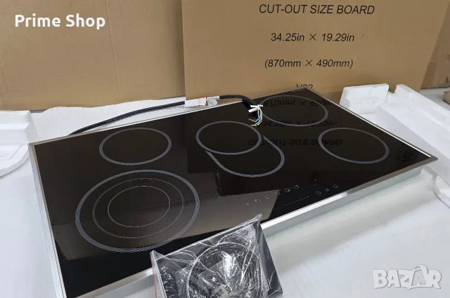 Стъклокерамичен плот за вграждане, 90 см, 5 зони, 8500W, инокс рамка, трифазно захранване, GASLAND, снимка 12 - Котлони - 55675449
