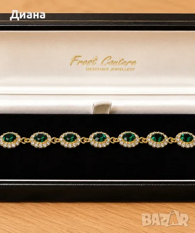Елегантна гривна Swarovski Crystal Frost Couture Lady Kate, 925 Silver, нова, изумруденозелен цвят
, снимка 2 - Гривни - 55324260