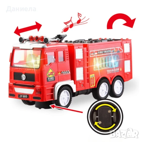 Пожарна кола със светлини и звуци Fire Truck, снимка 4 - Коли, камиони, мотори, писти - 49627105