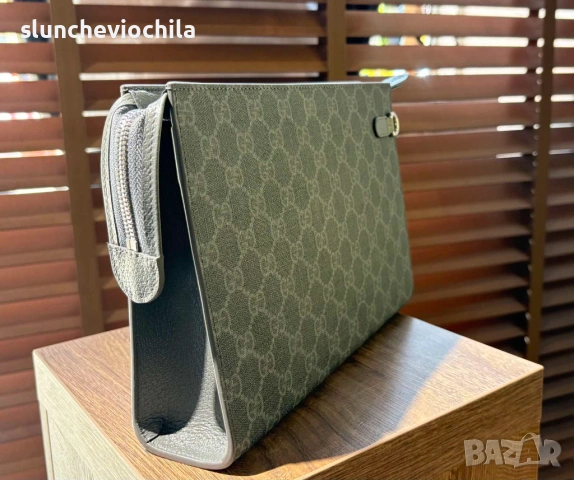 Чанта Gucci Grey Trim Pouch, снимка 3 - Чанти - 54224953