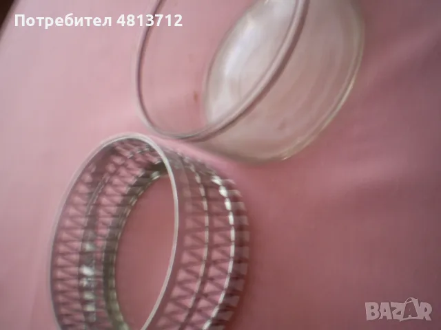 Ретро захарница никел с капак оригинално стъкло, снимка 4 - Антикварни и старинни предмети - 55687835