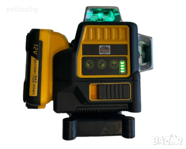 Лазерен 3D -  360 градуса нивелир с 2 батерии 12V 3 AH, 3 лъча, снимка 4 - Куфари с инструменти - 54064312