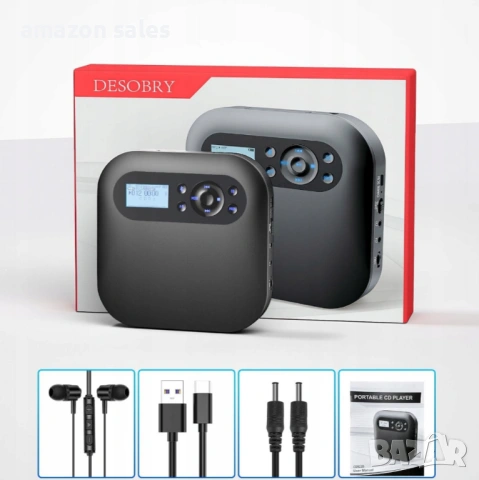 Преносим CD плейър DESOBRY с Bluetooth CD плейър с високоговорители, презареждащ се дискмен за кола , снимка 3 - Други - 54479867
