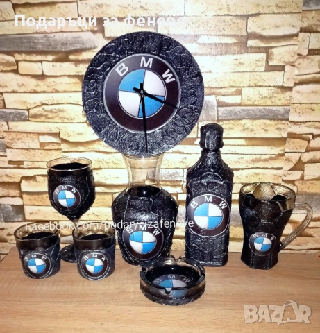Подарък за фен на "BMW"- Ръчно изработен стенен часовник с лого по избор