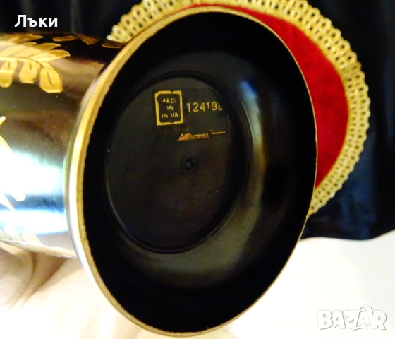 Бронзова ваза,Риба,цветя,позлата. , снимка 10 - Вази - 55104481