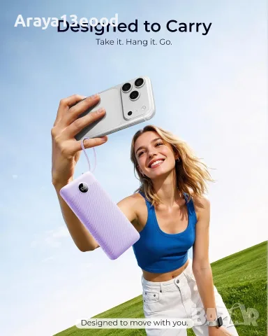 VRURC Power Bank 20 000 mAh с вградени кабели и бързо зареждане 22,5W – Лилав, снимка 3 - Външни батерии - 55615619